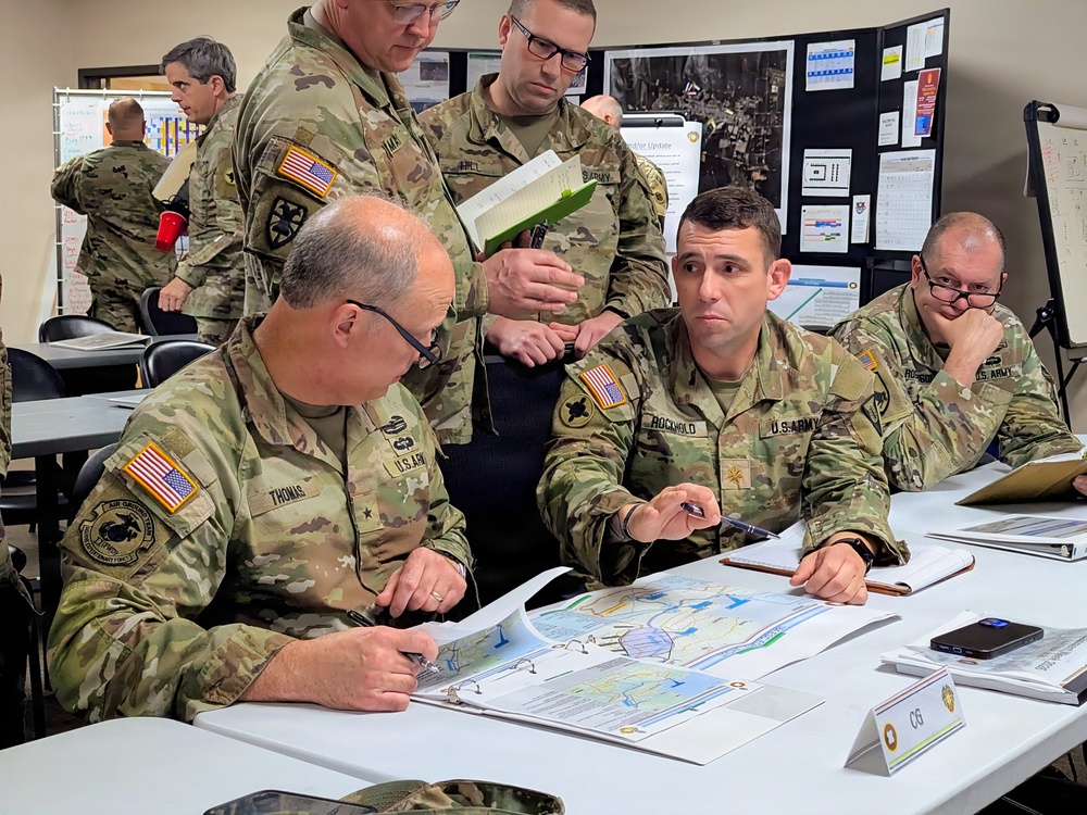 Soldiers with the 184th Expeditionary Sustainment Command, MSARNG, conduct Warfighter Exercise during Annual Training