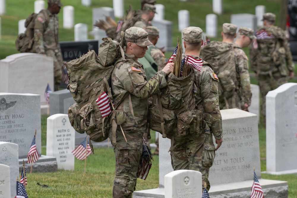 Honoring the fallen at Arlington National Cemetery during 'Flags In'