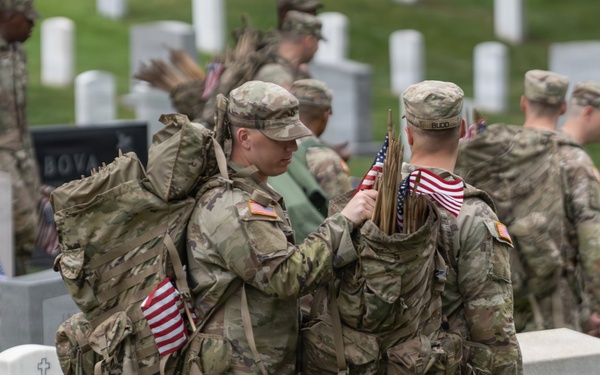 Honoring the fallen at Arlington National Cemetery during 'Flags In'