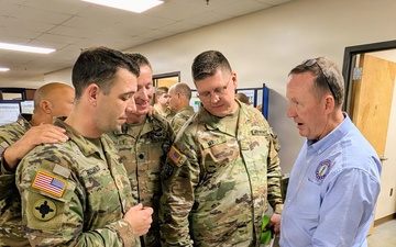 Retired U.S. Army Maj. Gen. Kurt Ryan works with the Senior Leadership of the 184th ESC during Annual Training