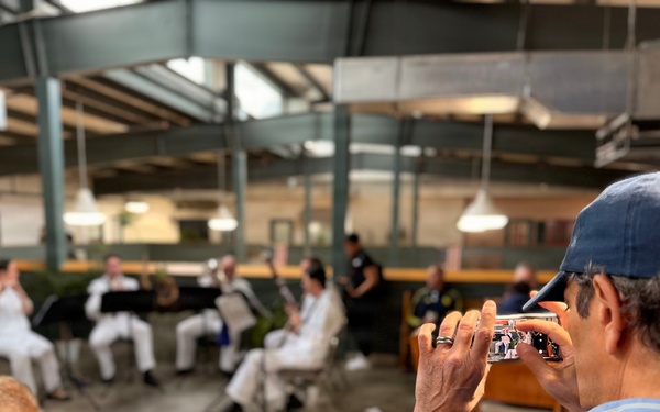 Navy Band Northeast’s Crosswinds Woodwind Quintet enjoyed performing for members of the community at the West Shore Farmers Market during Harrisburg Navy Week and sharing a variety of classical and patriotic selections.