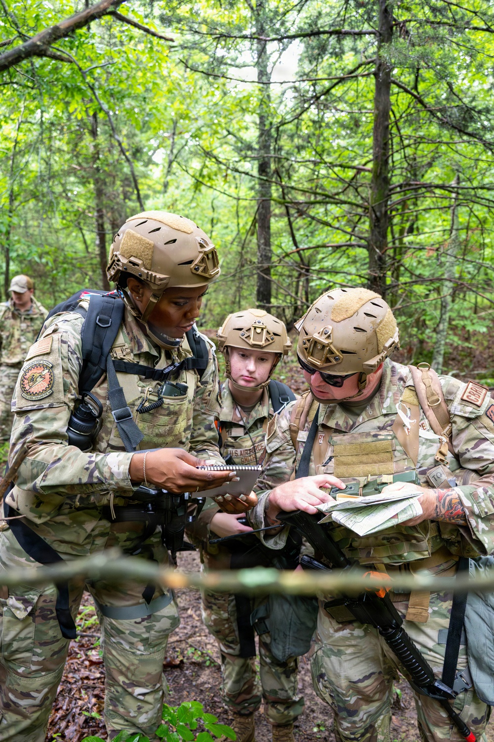 Air National Guard Emergency Management students complete land navigation training conducted by the 188th Wing at Fort Chaffee