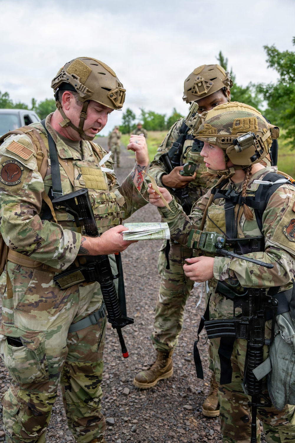 Air National Guard Emergency Management students complete land navigation training conducted by the 188th Wing at Fort Chaffee