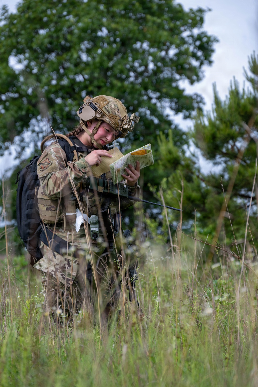 Air National Guard Emergency Management students complete land navigation training conducted by the 188th Wing at Fort Chaffee