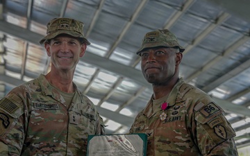 Broncos Pass the Colors: Col. King Hands Command to Col. Brunais in the Philippines