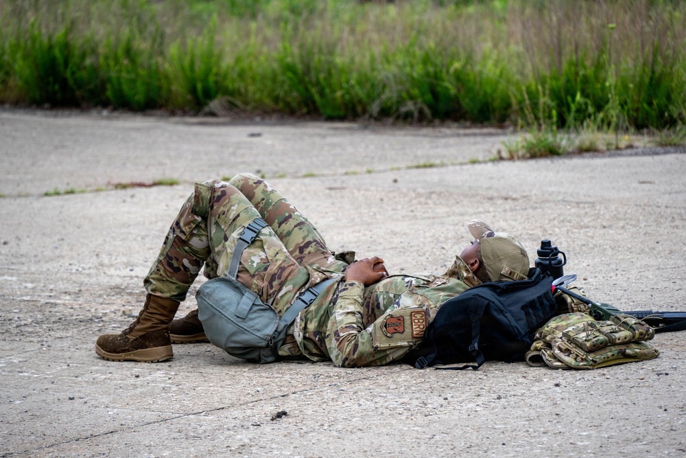 Air National Guard Emergency Management students complete land navigation training conducted by the 188th Wing at Fort Chaffee