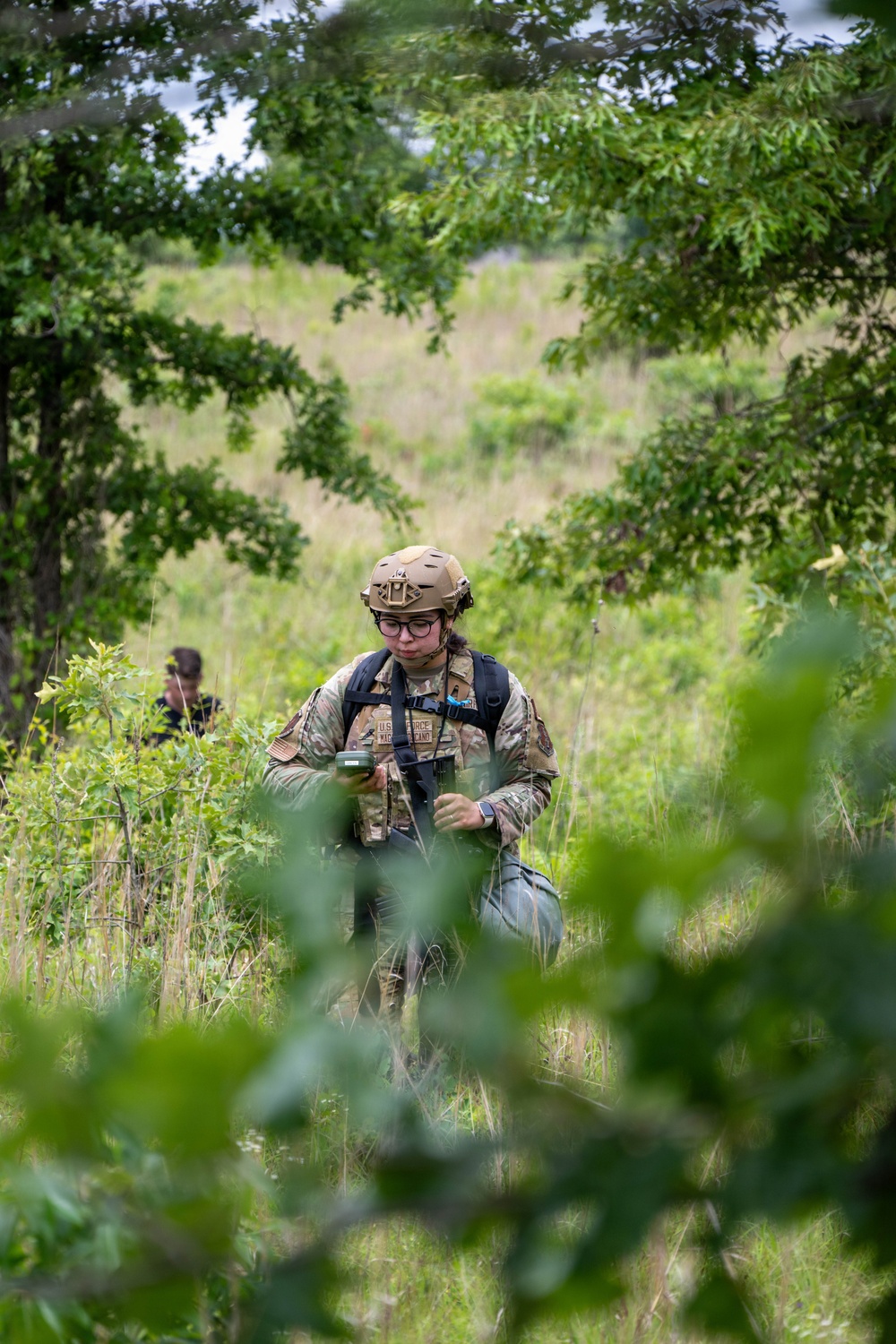 Air National Guard Emergency Management students complete land navigation training conducted by the 188th Wing at Fort Chaffee
