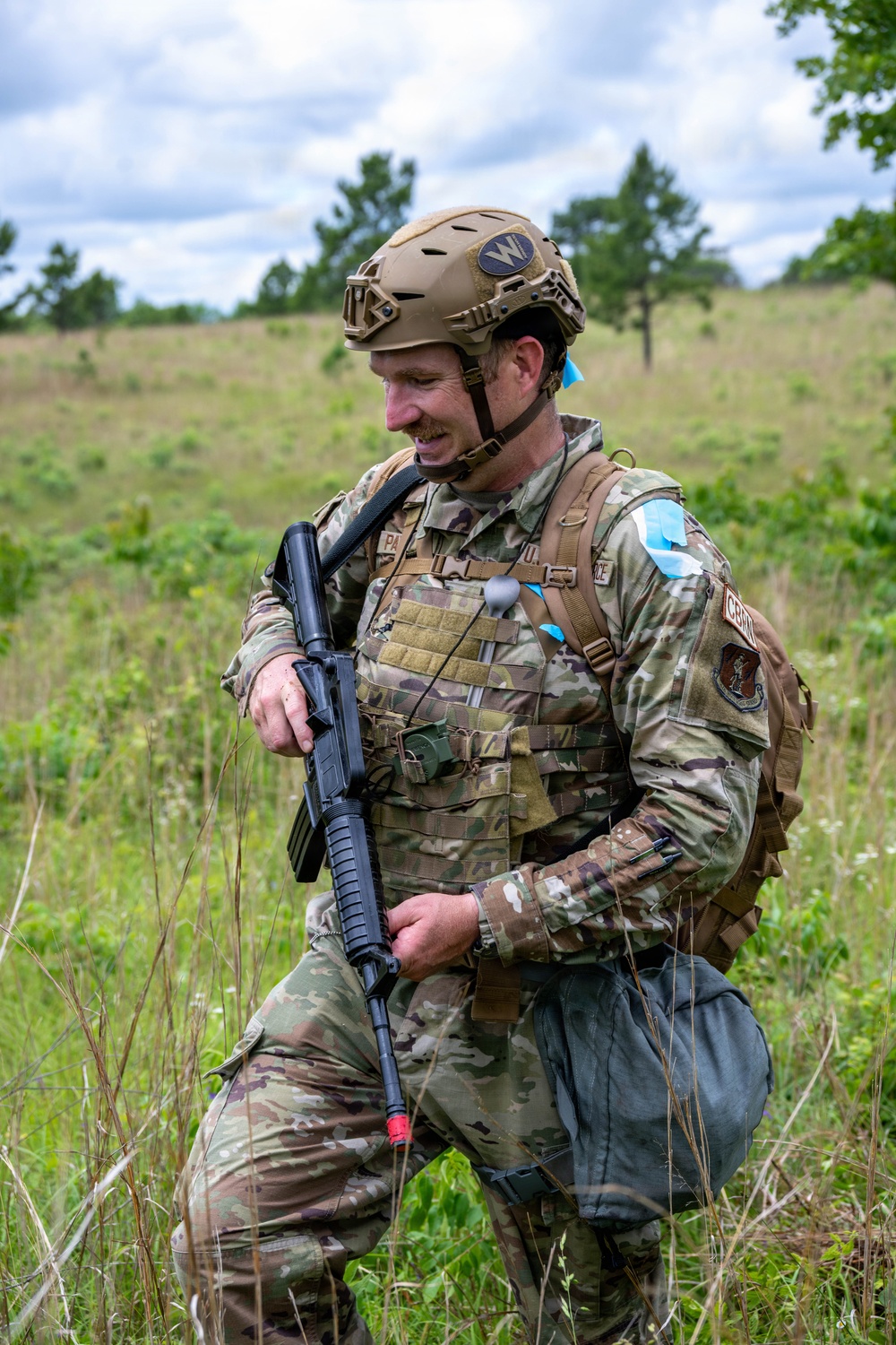 Air National Guard Emergency Management students complete land navigation training conducted by the 188th Wing at Fort Chaffee