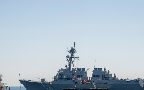 USS Howard (DDG 83) anchors in the harbor at Shimoda, Japan for 87th annual Black Ship Festival