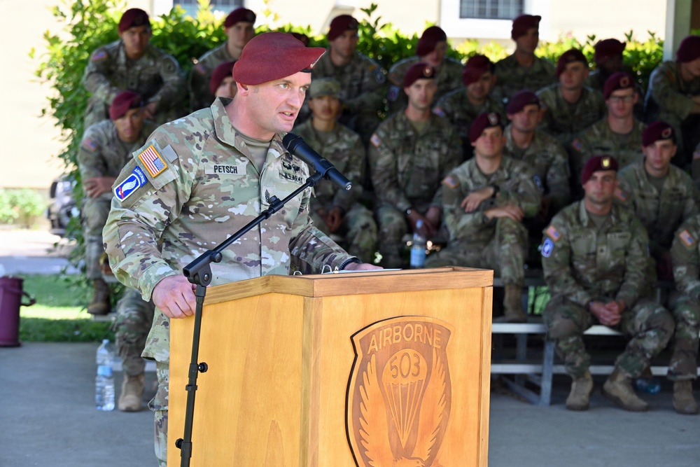 1-503rd Infantry Regiment Conducts Change of Responsibility Ceremony