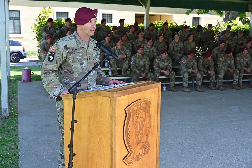 1-503rd Infantry Regiment Conducts Change of Responsibility Ceremony