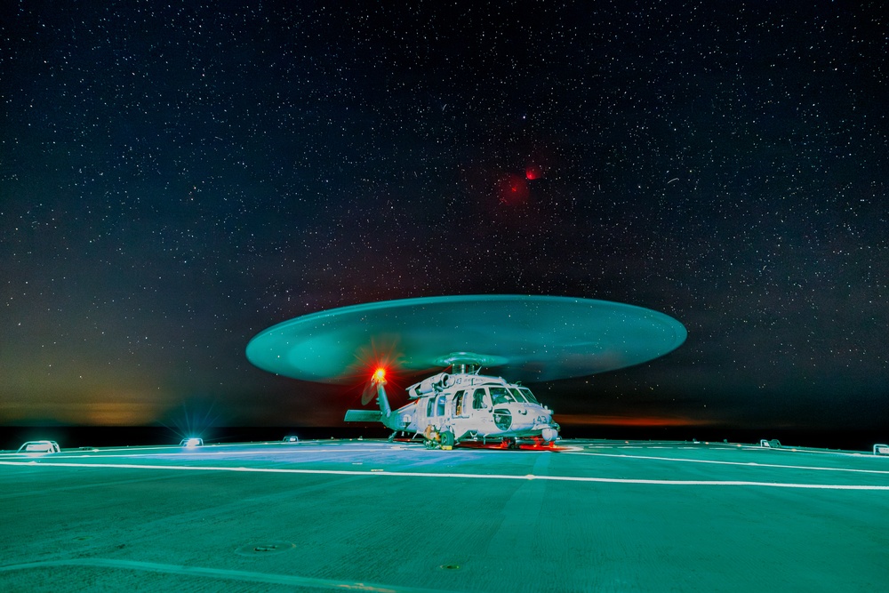 USS Mount Whitney Night Flight Operations