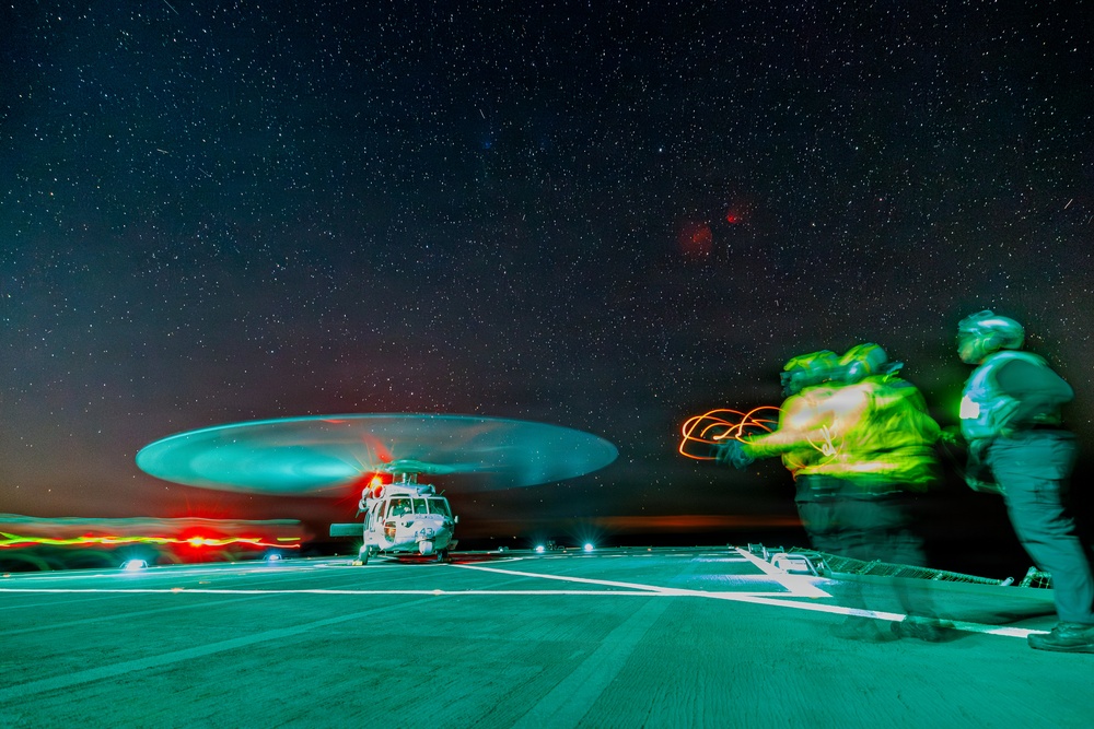 USS Mount Whitney Night Flight Operations