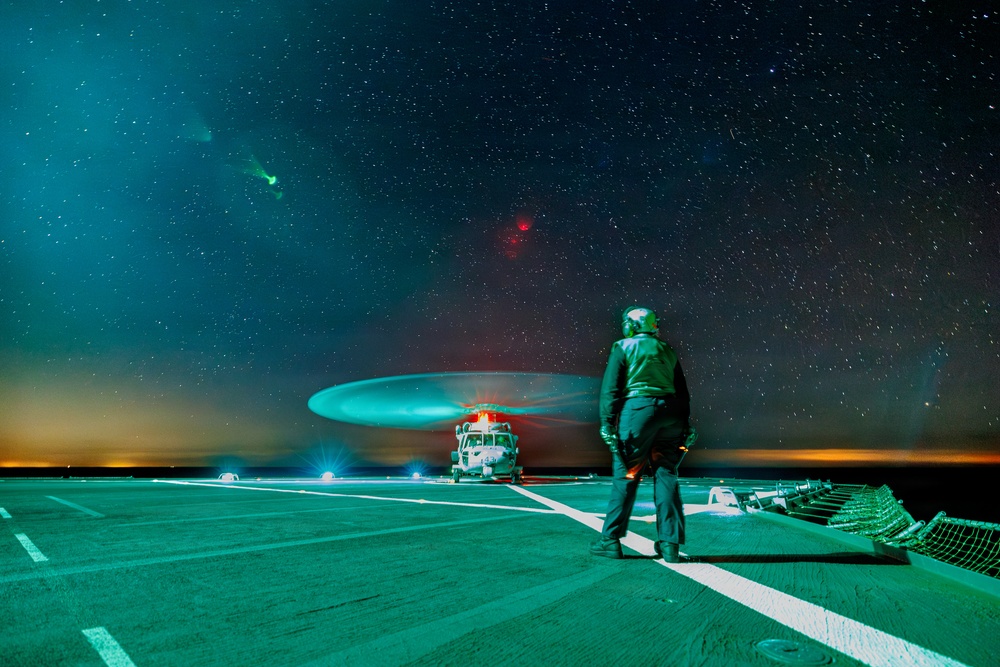 USS Mount Whitney Night Flight Operations