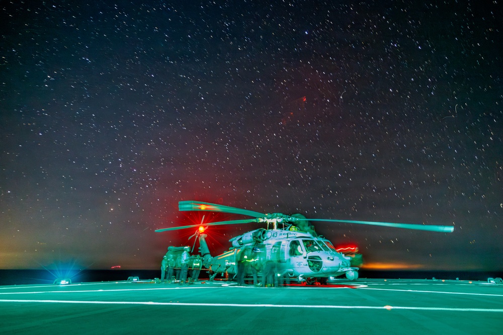 USS Mount Whitney Night Flight Operations