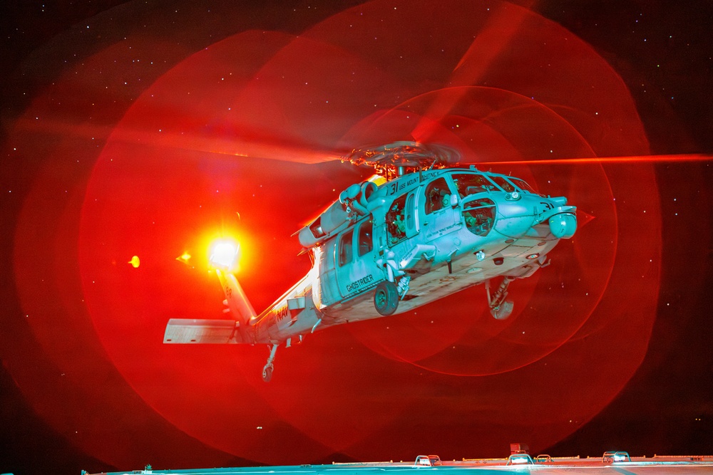 USS Mount Whitney Night Flight Operations