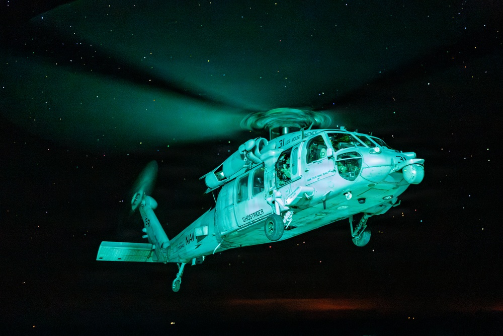 USS Mount Whitney Night Flight Operations
