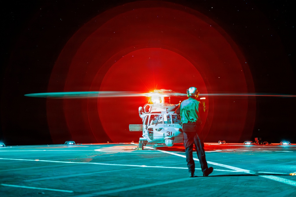 USS Mount Whitney Night Flight Operations
