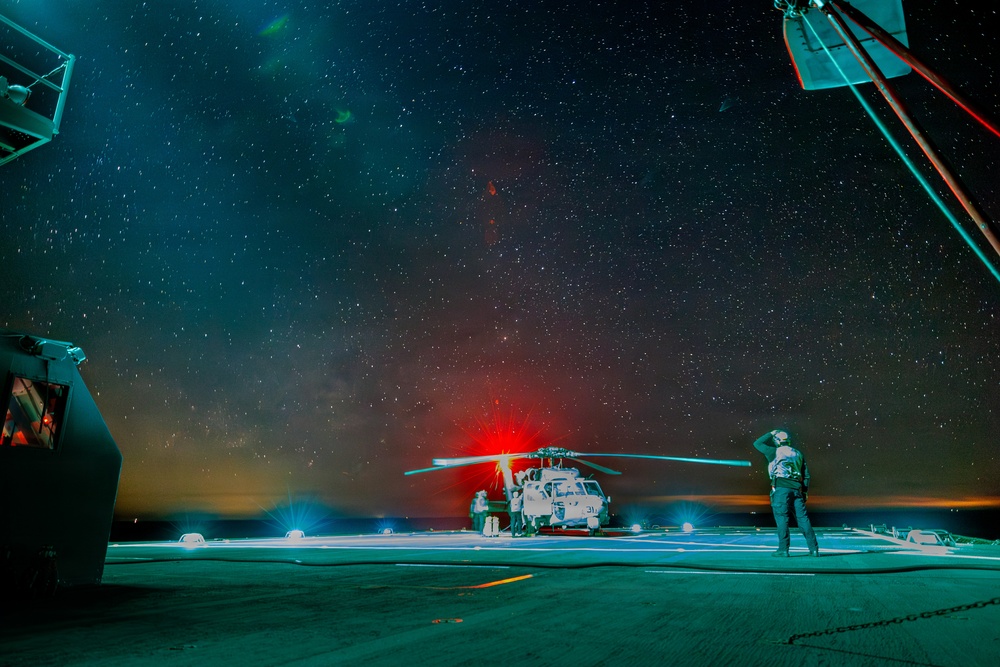 USS Mount Whitney Night Flight Operations