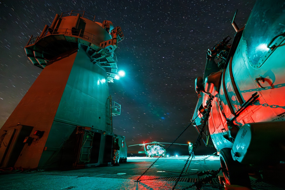 USS Mount Whitney Night Flight Operations