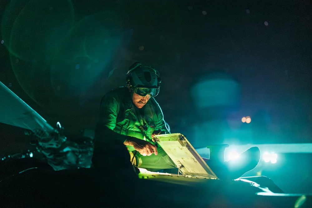 USS Mount Whitney Night Flight Operations
