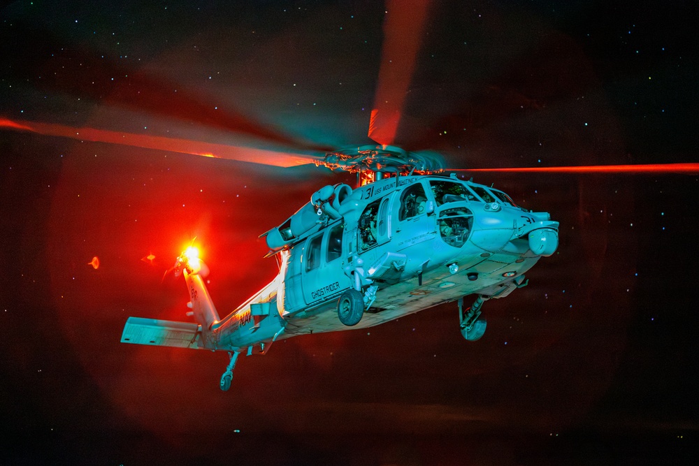 USS Mount Whitney Night Flight Operations