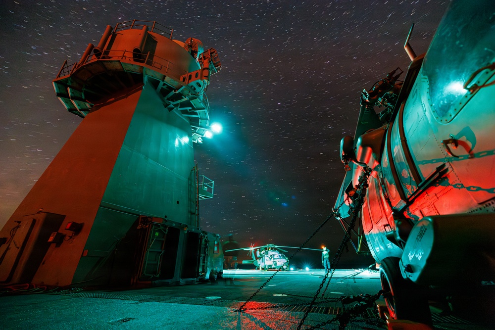 USS Mount Whitney Night Flight Operations