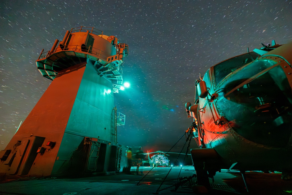 USS Mount Whitney Night Flight Operations