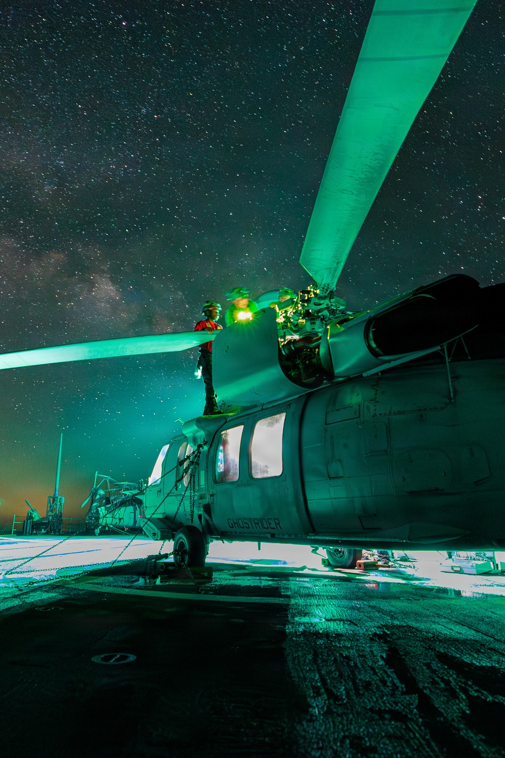 USS Mount Whitney Night Flight Operations