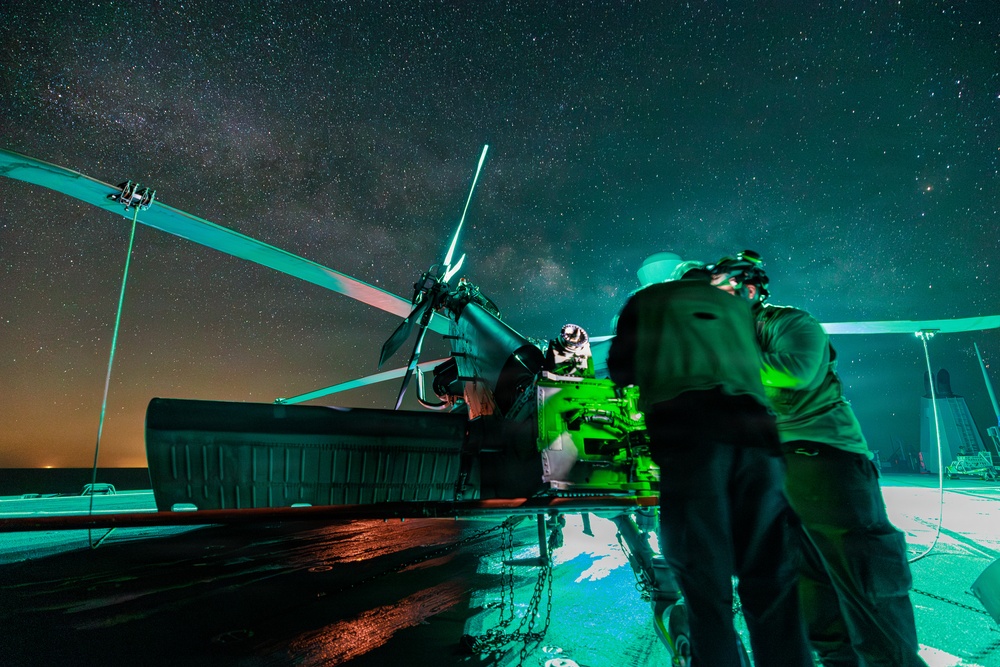 USS Mount Whitney Night Flight Operations
