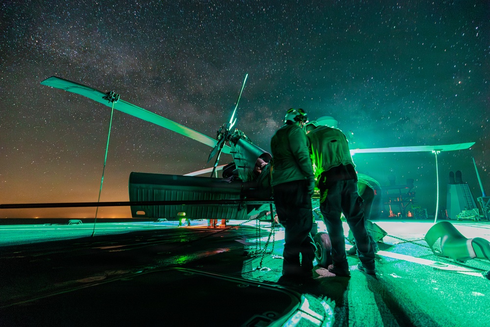 USS Mount Whitney Night Flight Operations