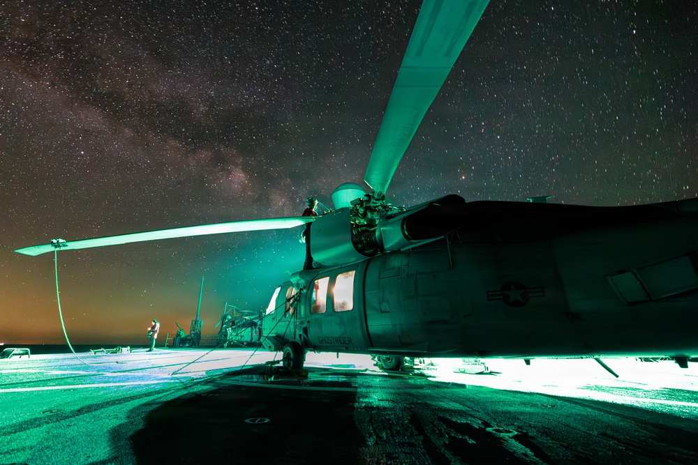 USS Mount Whitney Night Flight Operations