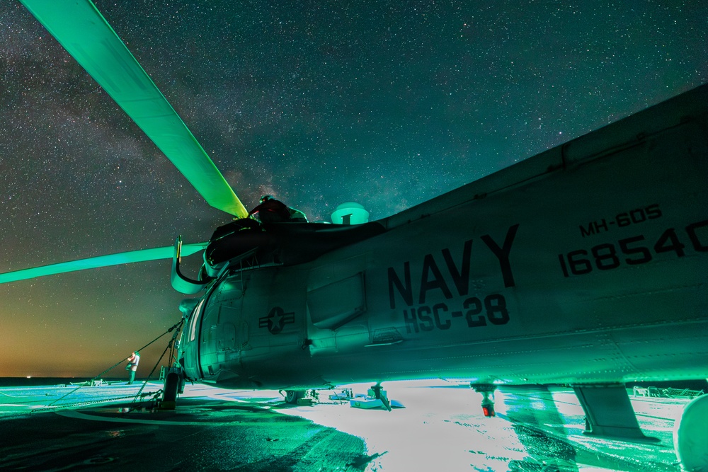 USS Mount Whitney Night Flight Operations