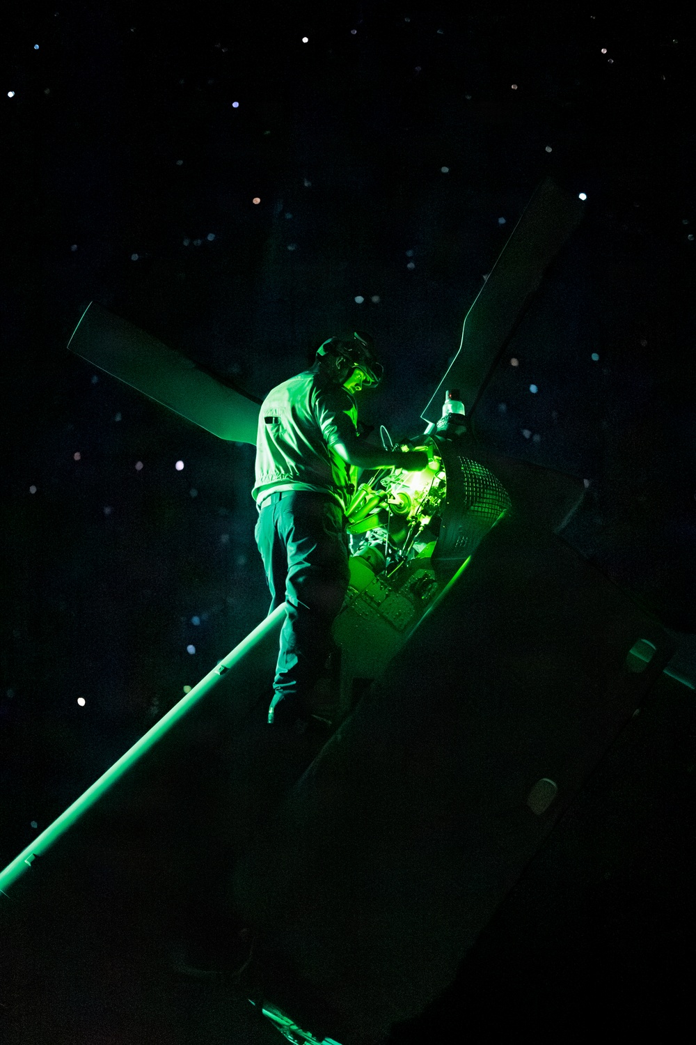USS Mount Whitney Night Flight Operations