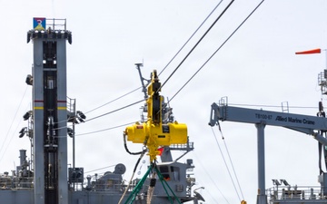 USS Comstock Conducts a Replenishment-at-Sea with USNS John Lewis
