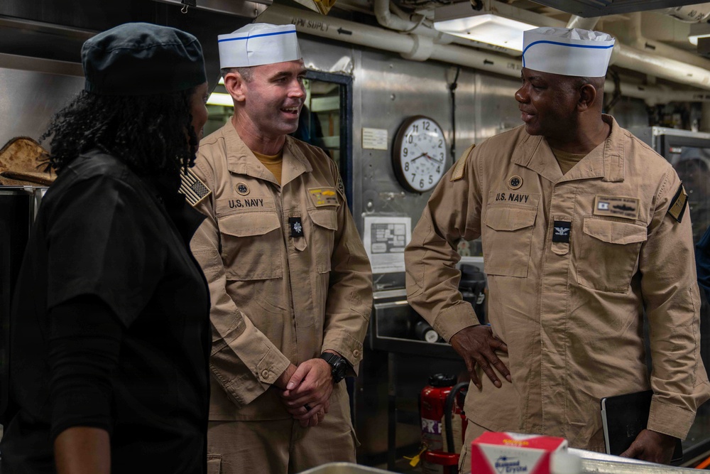 Capt. Timothy Carter, Commander Amphibious Squadron Eleven Visits USS Rushmore