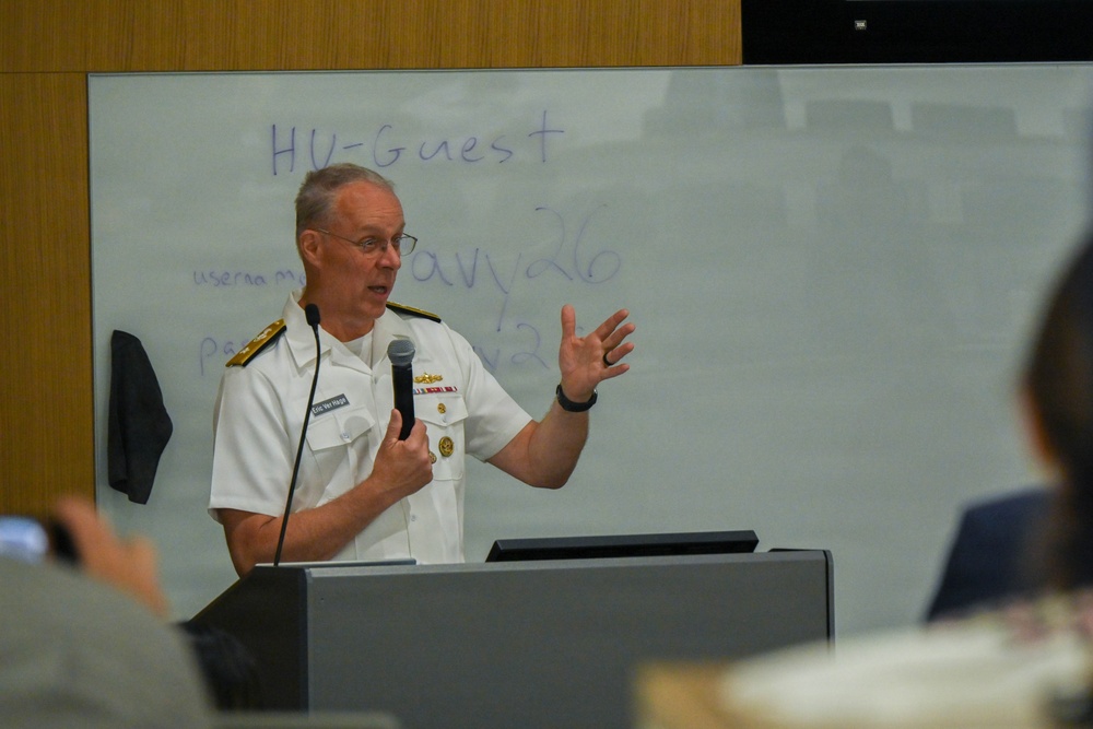 Rear Adm. Eric Ver Hage speaks at Harrisburg University