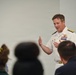 Rear Adm. Kevin Corcoran speaks to audience at Harrisburg University