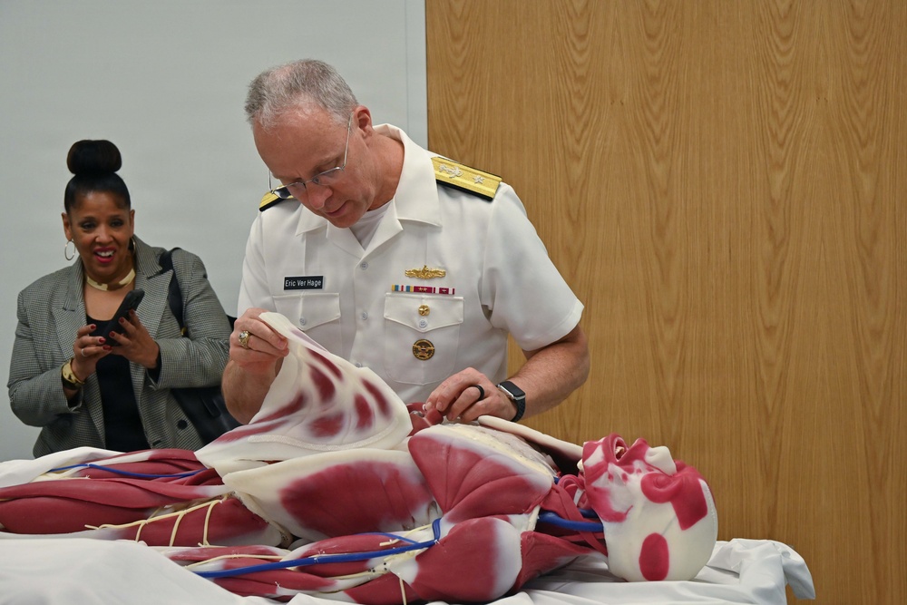 Rear Adm. Eric Ver Hage receives tour of Harrisburg University facilities