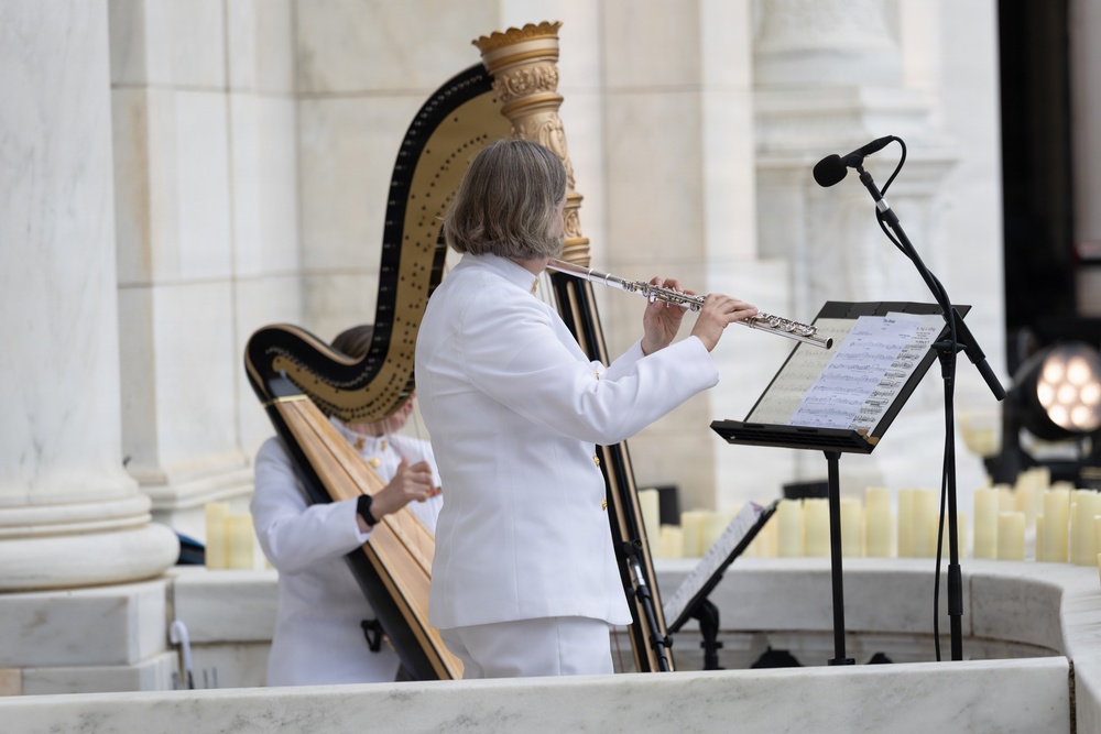 Navy Band Flute and Harp Duo Performs at Memorial Day Observance