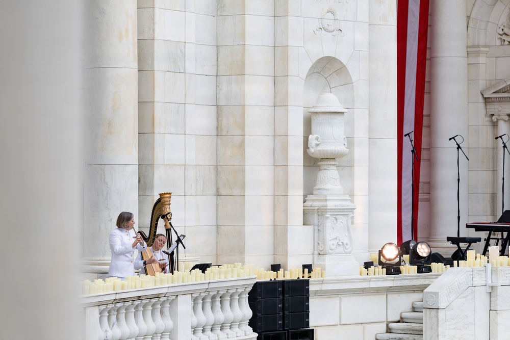 Navy Band Flute and Harp Duo Performs at Memorial Day Observance