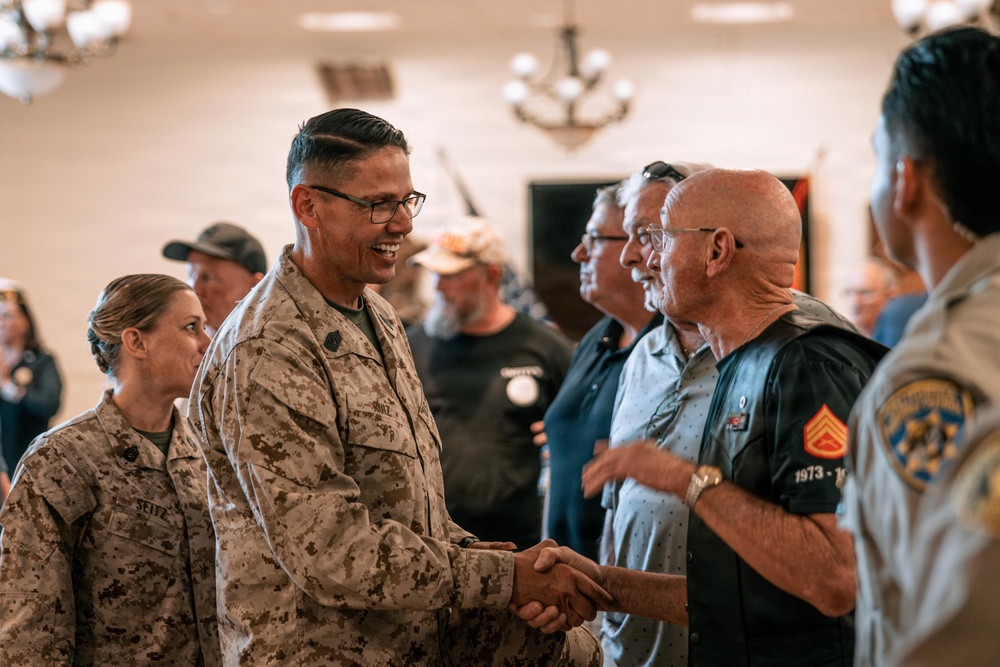 Sgt. Maj. Carlos A. Ruiz speaks to local veterans and military families at MCAGCC
