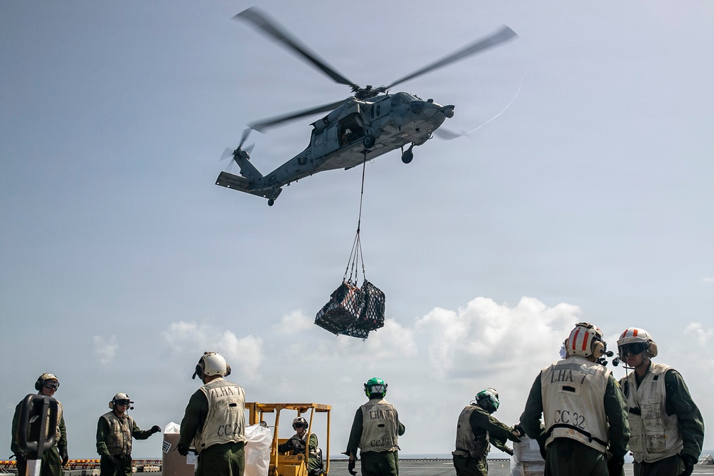 USS Tripoli Vertical Replenishment