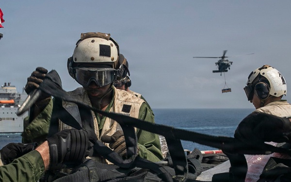 USS Tripoli Vertical Replenishment