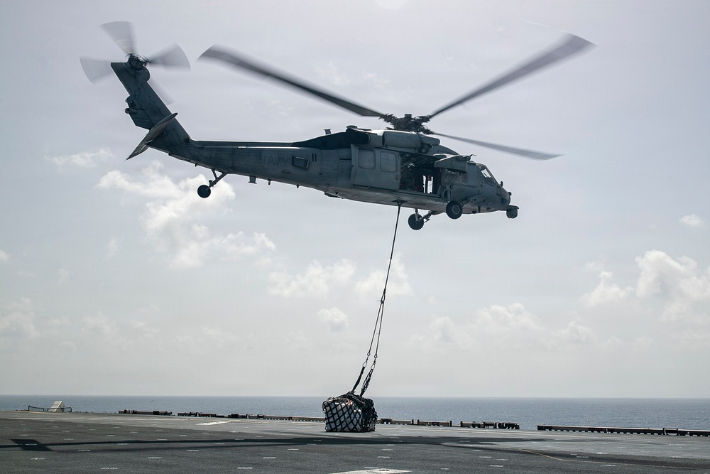 USS Tripoli Vertical Replenishment