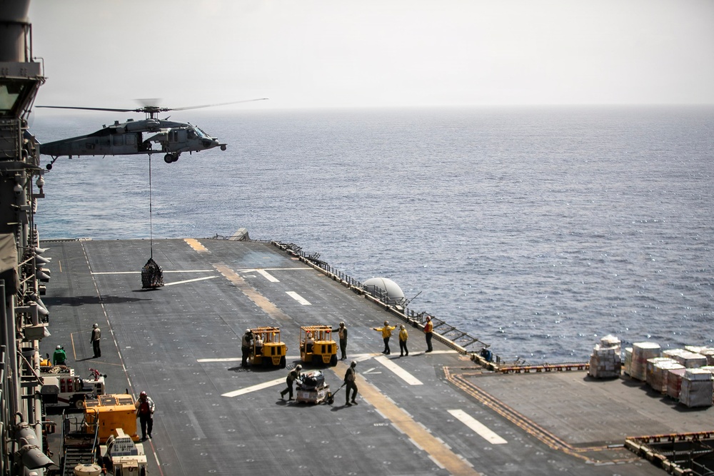 USS Tripoli Vertical Replenishment