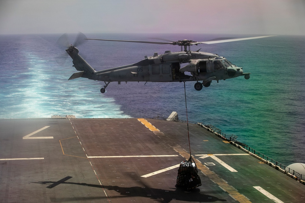 USS Tripoli Vertical Replenishment