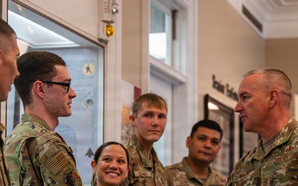 Chief Master Sgt. of the Air Force David R. Wolfe visits Scott Air Force Base
