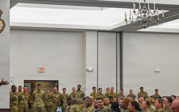 Chief Master Sgt. of the Air Force David R. Wolfe visits Scott Air Force Base