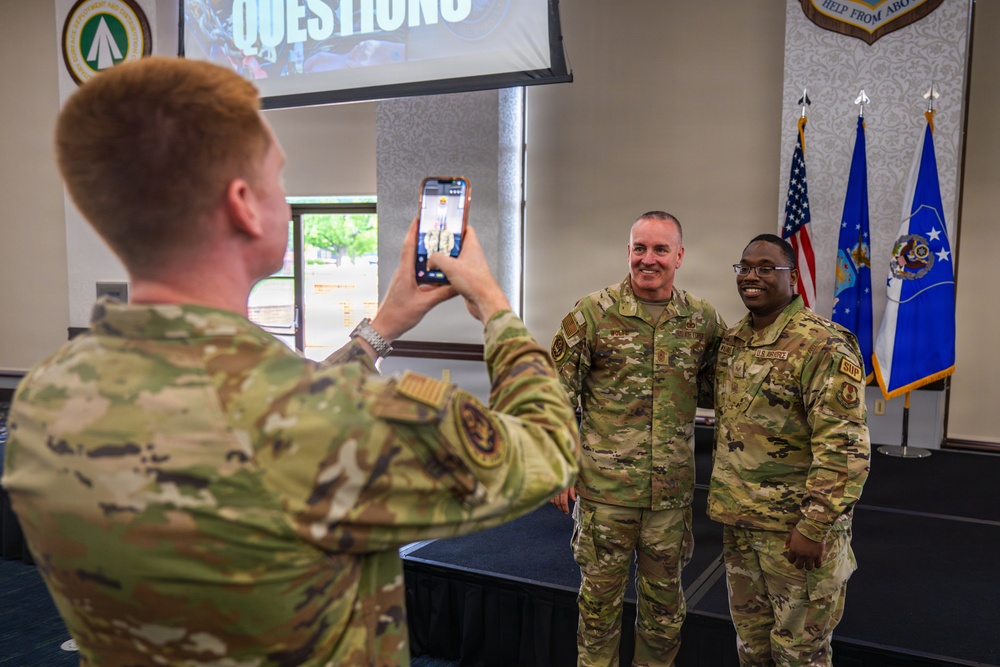 Chief Master Sgt. of the Air Force David R. Wolfe visits Scott Air Force Base